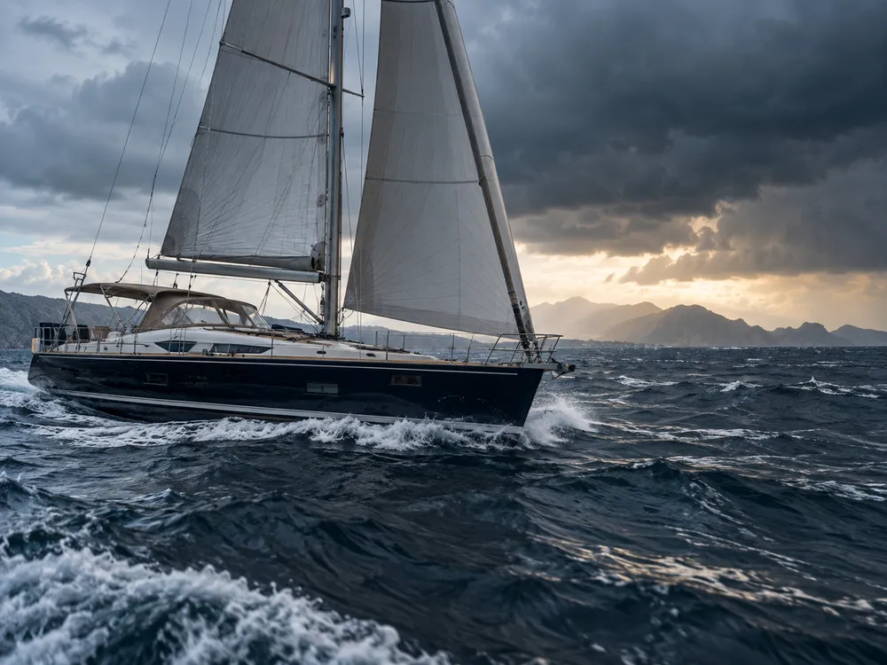 Conditions de navigation changeantes autour d’un yacht